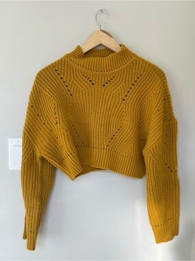 Cloth. By RD Mustard Yellow Cropped Knit Sweater - Women